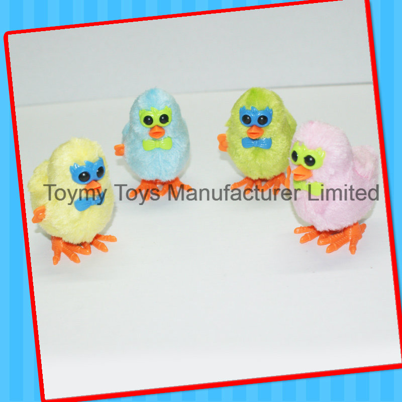 Wind up Single Wing Cartoon Glasses Plush Chicken Toy