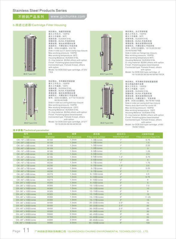 Stainless Steel Bag Filter Housing with Flange Connection