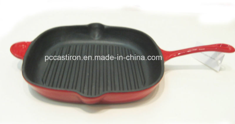 Round Enamel Cast Iron Skillet with Handle Dia 31cm