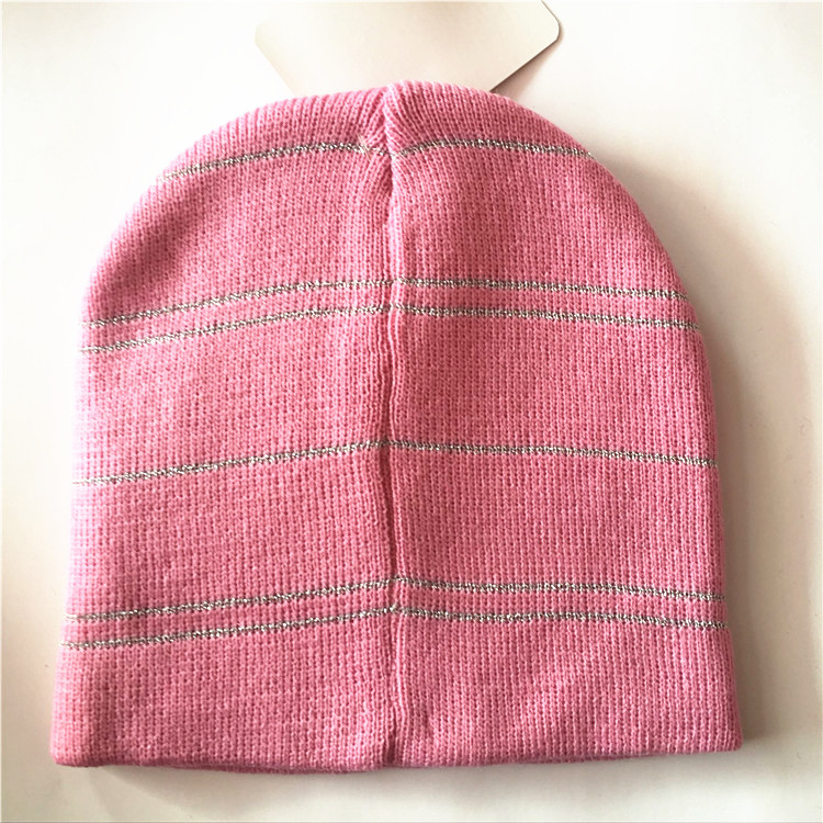 OEM Produce Customized Cartoon Pink Applique Knit Acrylic Children Beanie Hat