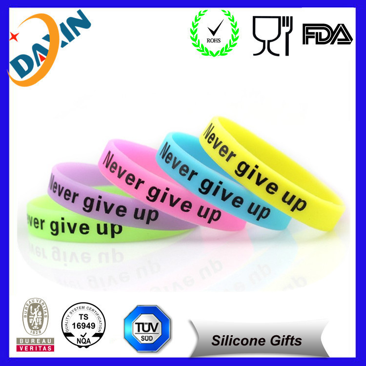 Colorful Silicone Wristband Embossed Inspirational Bracelet