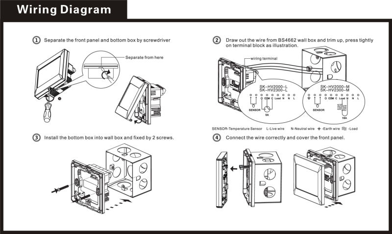 Programmable Underfloor Heating Thermostat Touch Switch Plastic Frame (SK-HV2300-M)