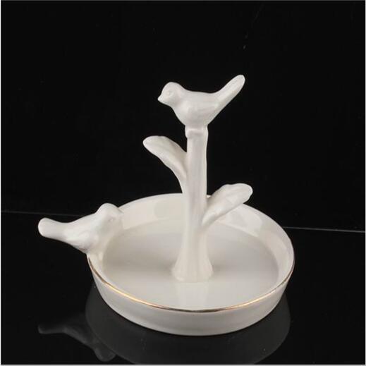 Unique Customized Bird Ceramic Ring Holder for Wedding Favor