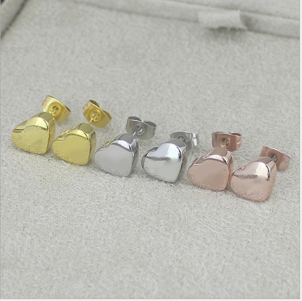 Fashion Ladies Stud Earrings Stainless Steel Jewelry Heart Stud Earrings (hdx1146)