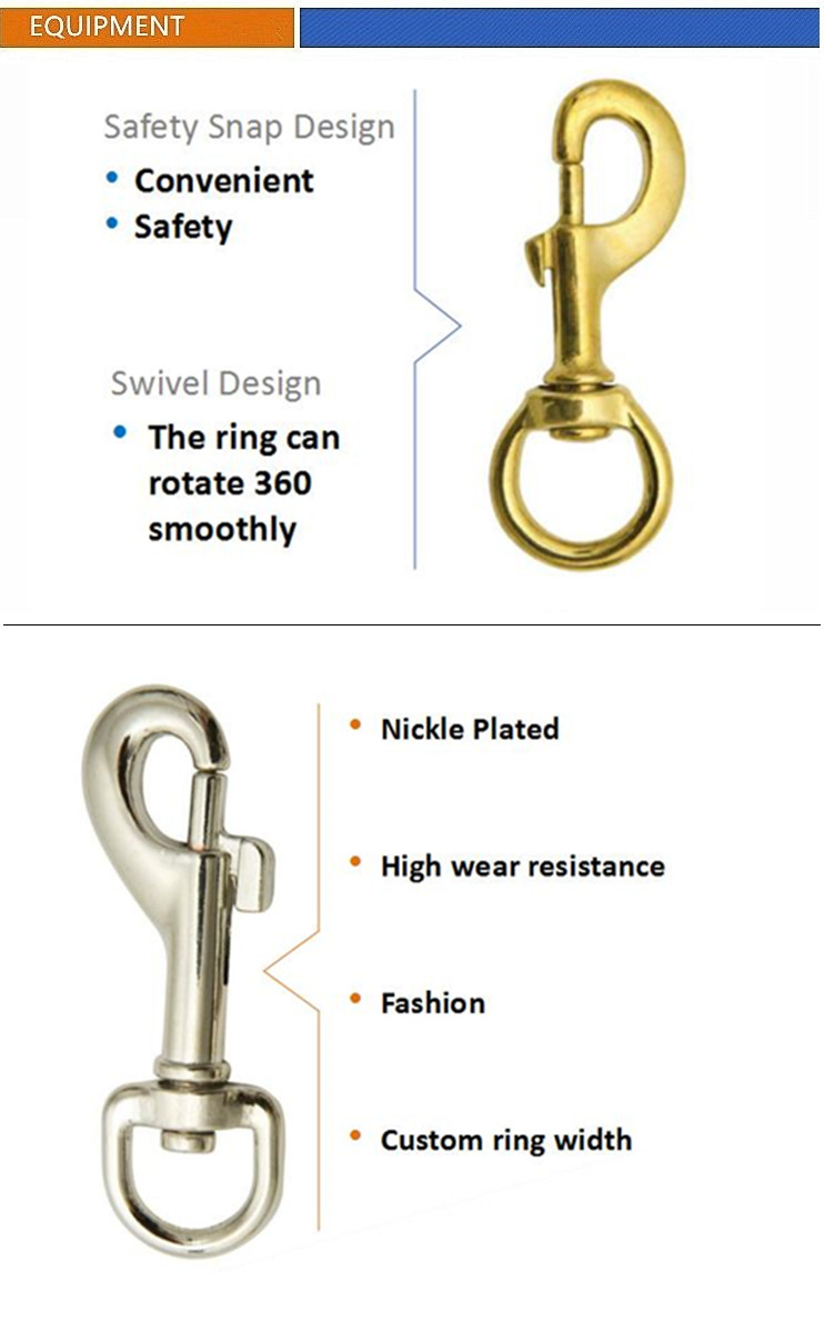 Fashion High Quality Brass Dog Collar Hardware Snap Hook