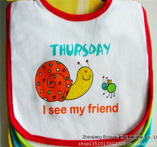 OEM Produce Customized Design Printed Cute Cartoon Cotton Terry Infant Baby Bibs