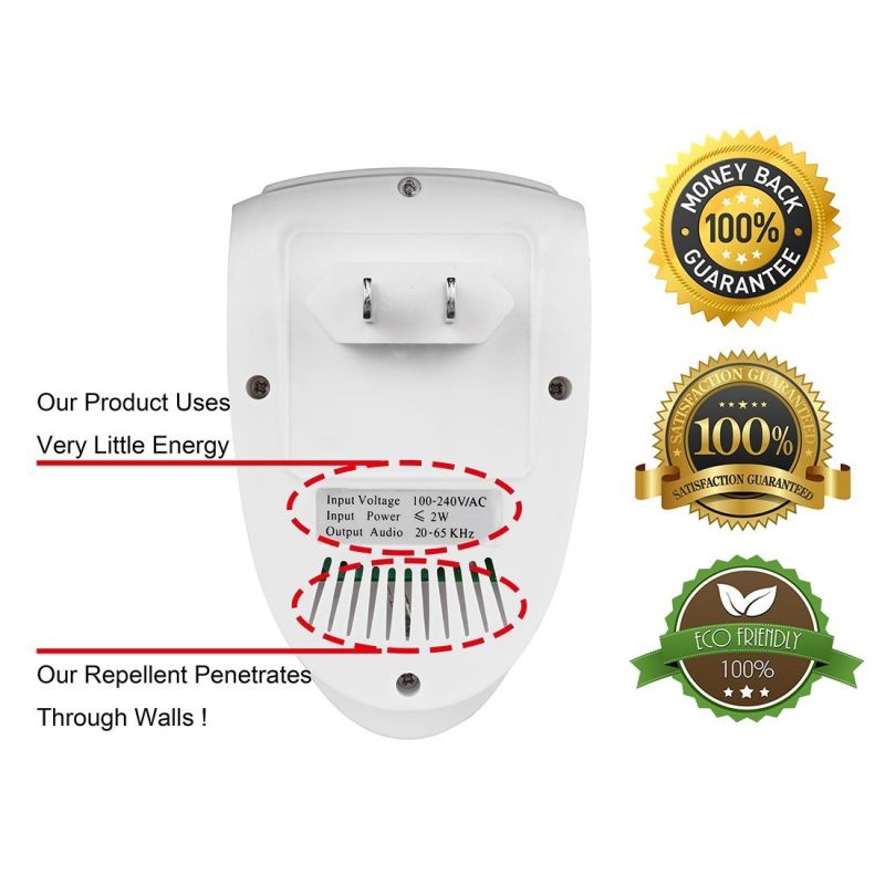 Electronic Ultrasonic Rodent Repeller Controls Home Pests Repel Mice, Rats, Moths, Bats, Mosquitoes, Flies, Fleas, Spiders and More Insects Pest Reject