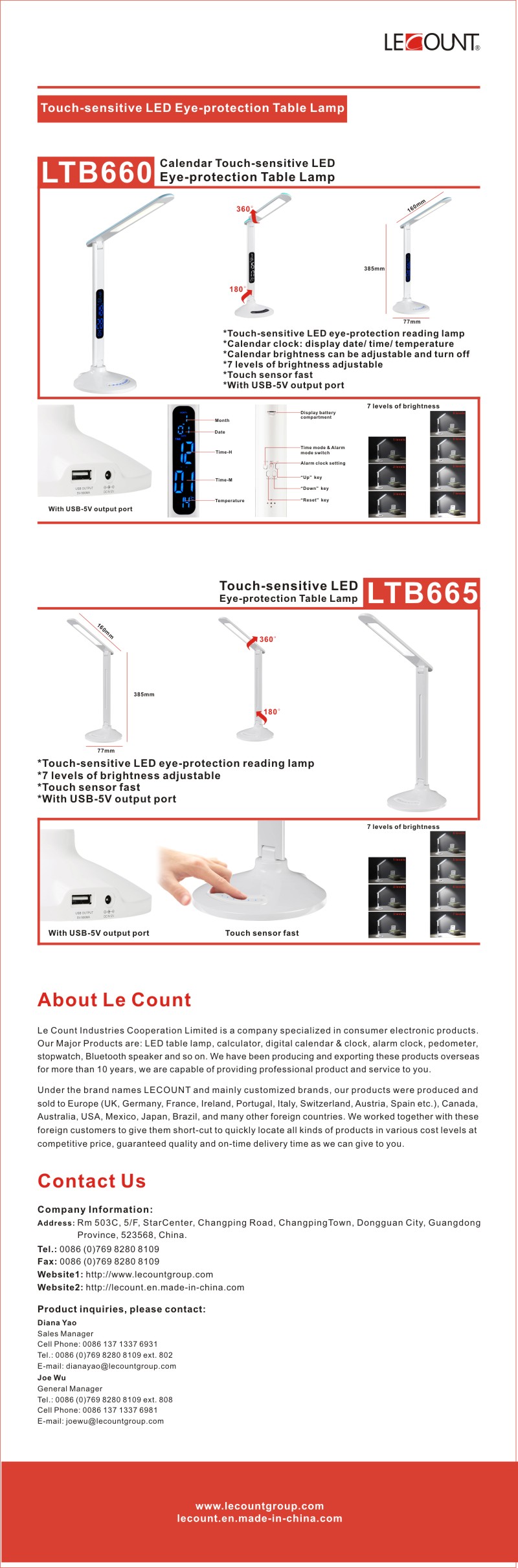 Touch LED Eye-Protection Reading Table Lamp (LTB660)