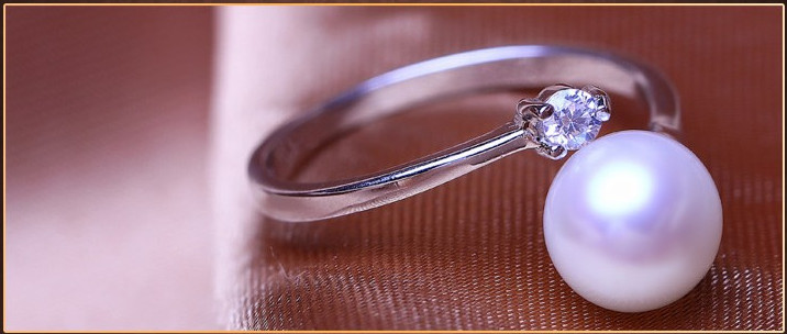 Natural Pearl Ring Korean Pearl Ring 8-9mm AAA Drop Shape Cultured Pearl Rings