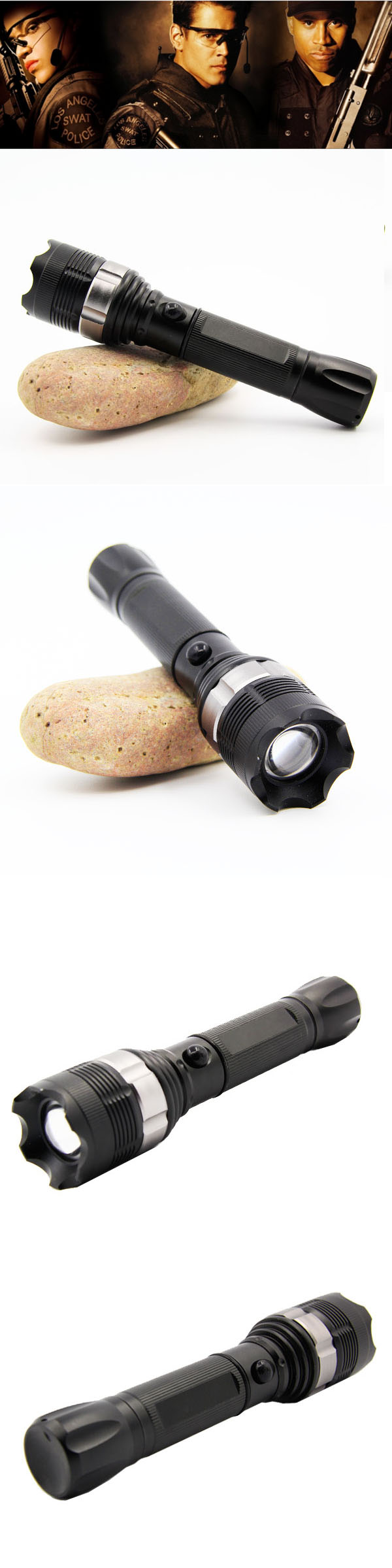 CREE XP-E R2 Police Zoom LED Police Flashlight (POPPAS- T823)