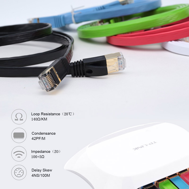 Cat7 Patch Cable with Shielded RJ45 Gold Plated Connector 10gbps