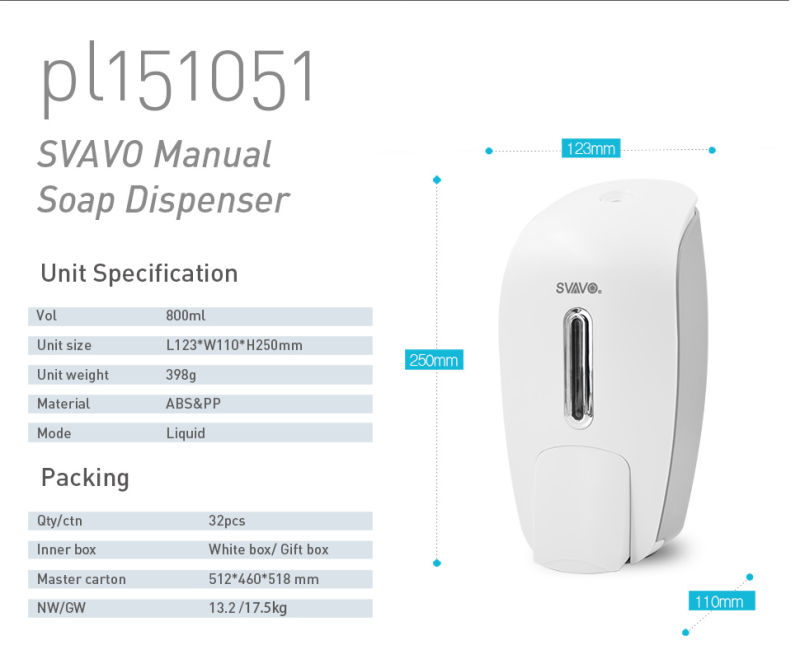 Wall Mounted Liquid Soap Dispenser with 800 Ml Pl-151051