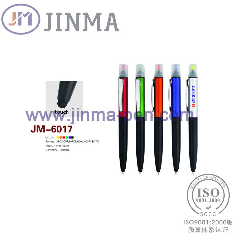 The Promotion Highlighter Ballpoint Pen Jm--6017 with One Stylus Touch