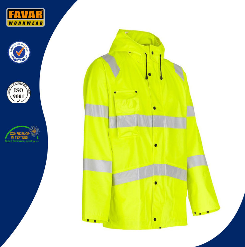 Waterproof Hi Vis Jackets 300d Oxford Lightweight Rain Jacket