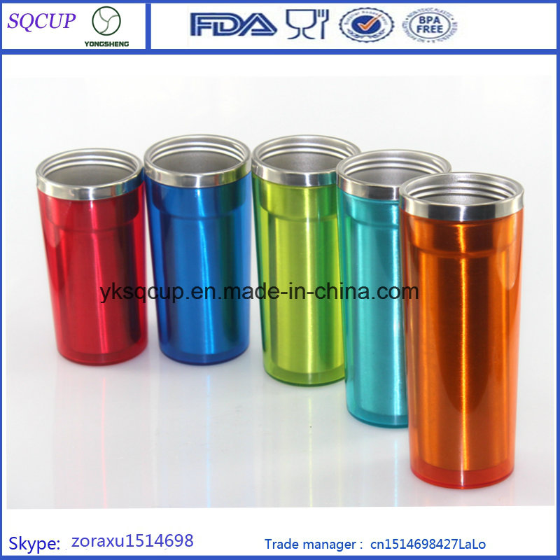 Wholesale Inner Stainless Steel Outer Plastic with Lid Travel Mug and Promotion Coffee Tumblers