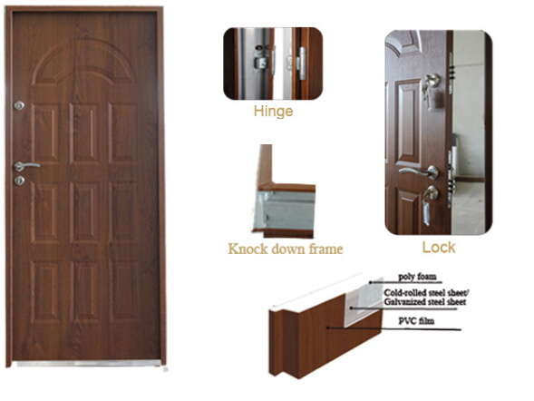 Teak Wood Designer Entry Security Steel Metal Iron Entrance Exterior Door