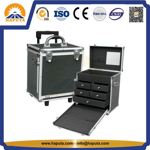 Best Sales Trolley Aluminum Rolling Makeup Train Case (HB-1305)