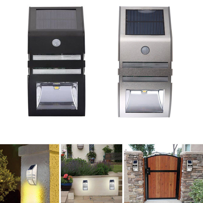 Outdoor Lighting Products Durable Stainless Steel Solar Wall Light PIR Motion Sensor Garden Security Light Solar Lamp Pathway Light