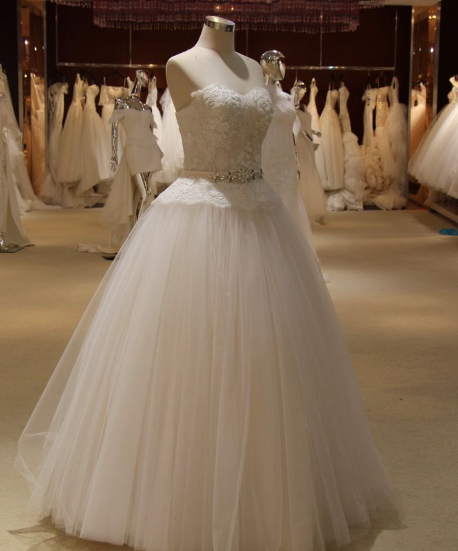Top Sale Cheap White Princess Floor Length Wedding Dress