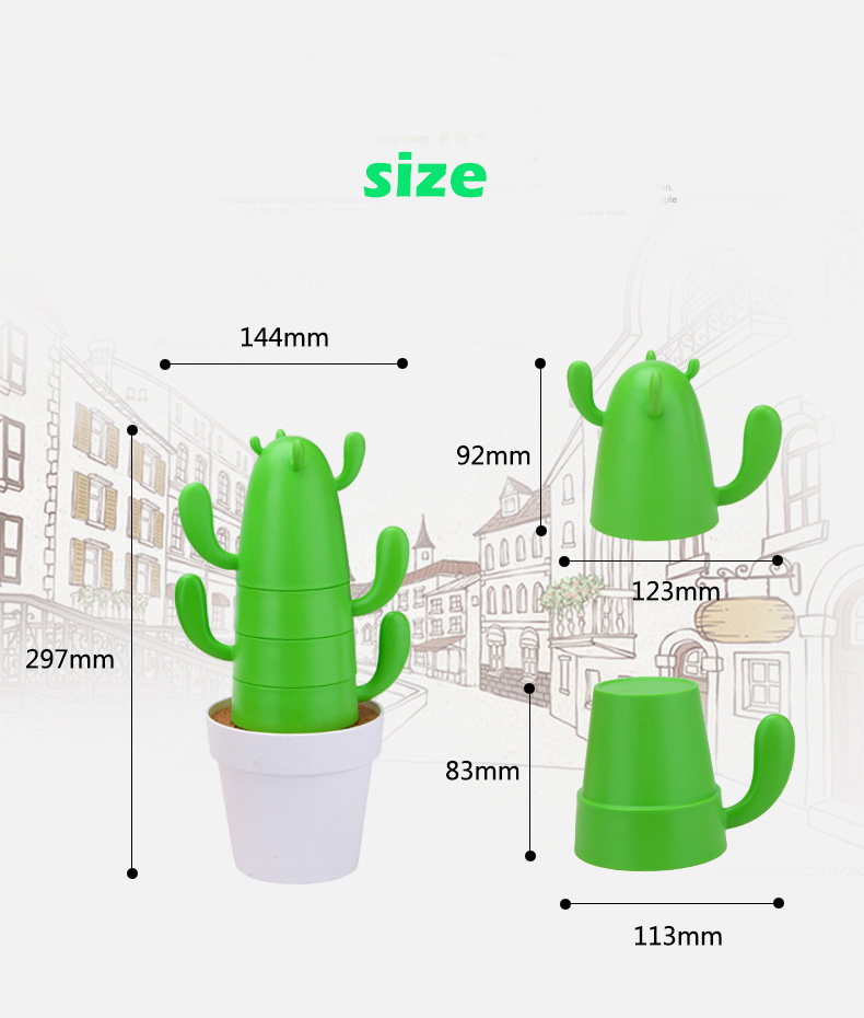 PLA Biodegradable Compostable Cactus Cups Set Mug Artistic Products