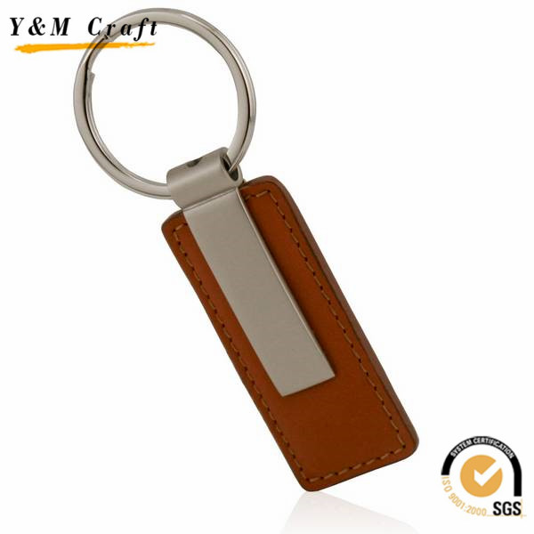 Custom Newest Design Leather Metal Blank Key Ring for Gift