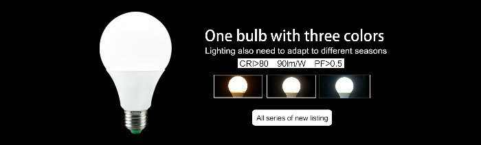 9W CCT Adjustable Three Color Temperature LED Bulb