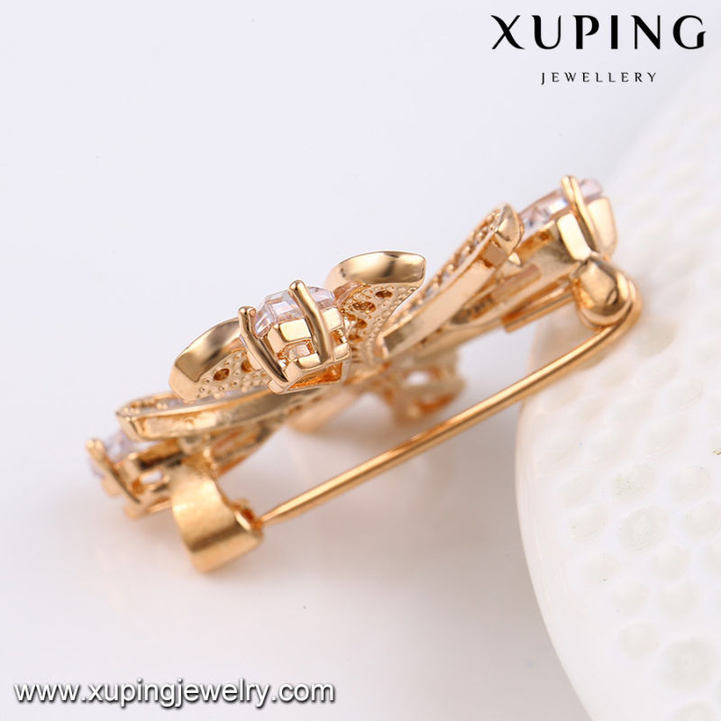 00025 Fashion Elegant Cubic Zirconia Jewelry Brooch in Rose Gold-Plated