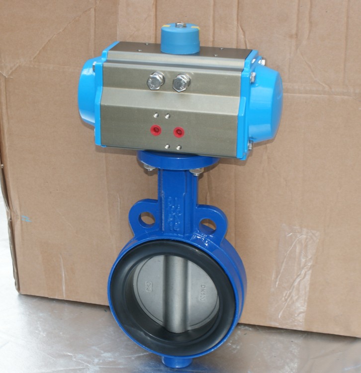 Pneumatic Actuator Wafer Type Butterfly Valve (PTFE Sealling)