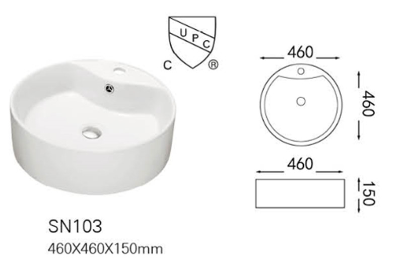 Wholesale Popular American/Canadian Design Ceramic Countertop Basin/Vessel (A-SN103)