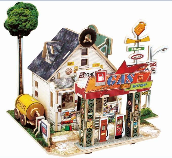 Wood Collectibles Toy for Global Houses-American Gas Station