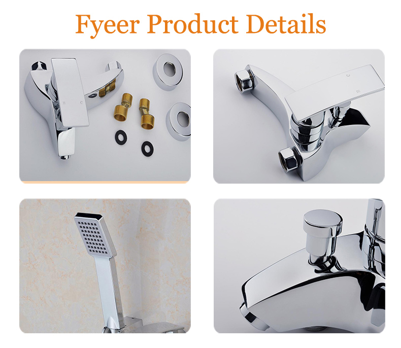Fyeer Two Hole Rainfall Shower Faucet Mixer with Hand Shower