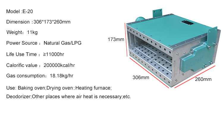 Sunsrays Air Gas Burner (E 20) for Paint Drying Oven Heating