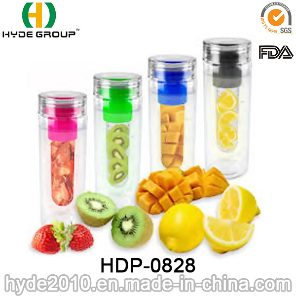 780ml Hot Sale Plastic Fruit Infuser Water Bottle, BPA Free Tritan Water Bottle (HDP-0828)