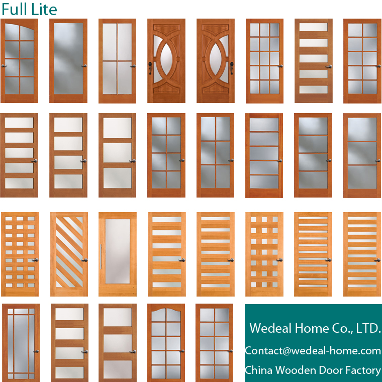 Fiberglass/Glass Wooden Full Lite Interior Door for Hotel Project