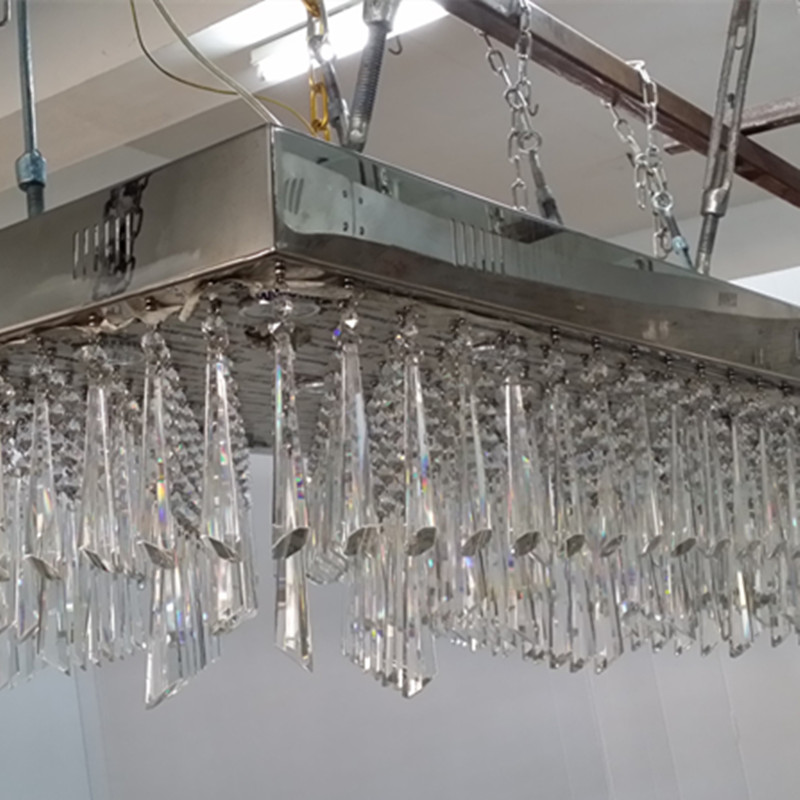 High Quality Hanging Project Lamp Rectangular Luxury Clear Crystal Chandelier