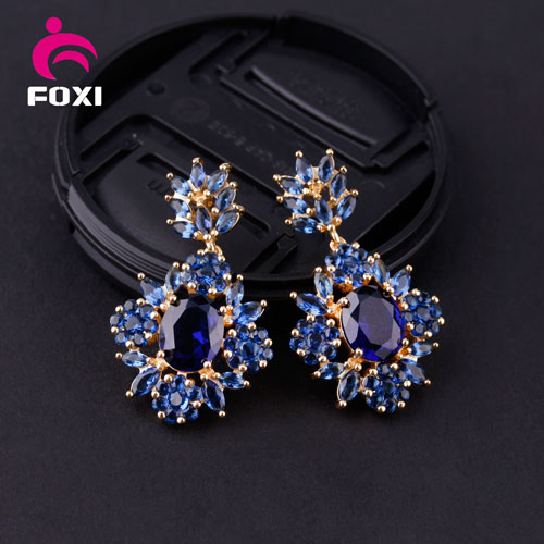 Blue Stone Design CZ 18k Gold Fashion Jewelry Sets for Friends Gift