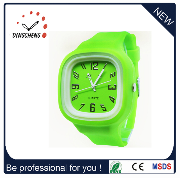 2015 Yellow Rectangular Silicone Jelly Wrist Watch/ Hodinky (DC-957)