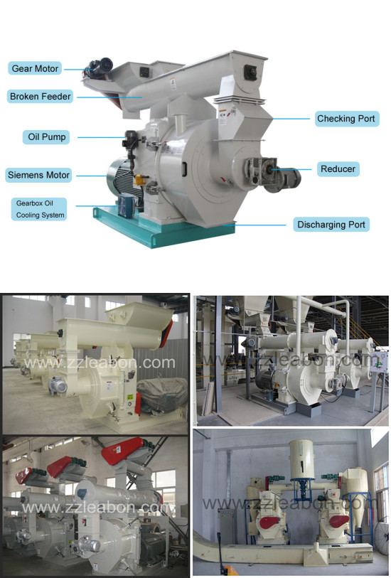 Gearbox Driven Ring Die Biomass Wood Pellet Mill Machine