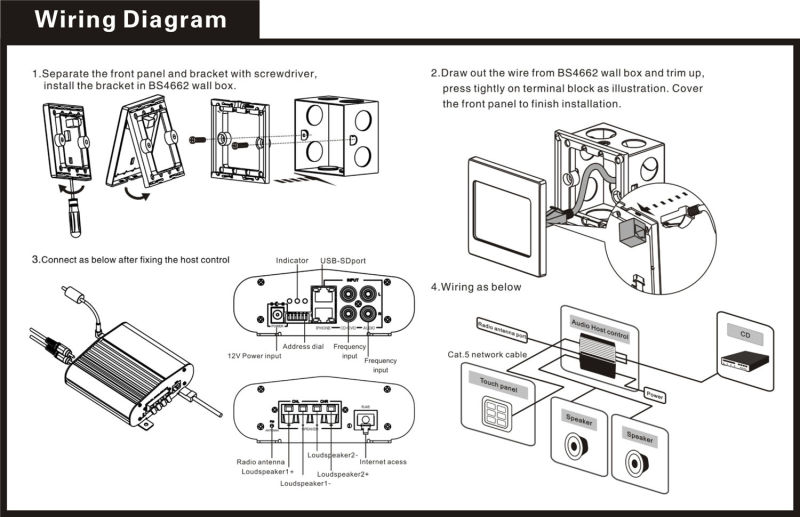 Audio System Background Music Player Multimedia Player Controller Metal Material (SK-AP2000SYS)