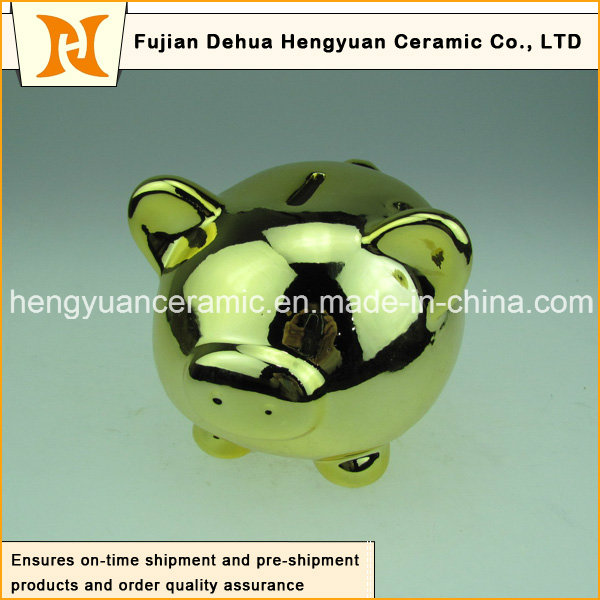 Multicolor Electroplating Ceramic Pig Piggy Bank for Home Decoration