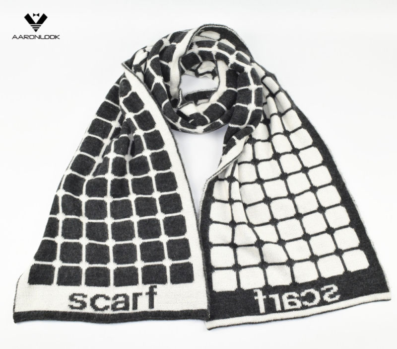 2016 Latest Soft Acrylic Double Side Jacquard Grid Pattern Scarf