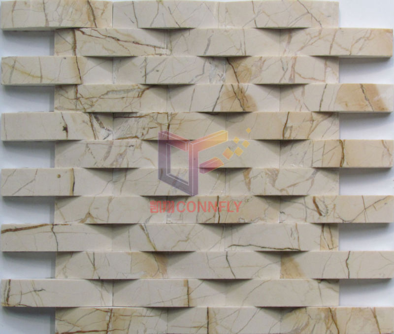 Polished Long Strip No Gap White Marble Mosaic (CFS1052)