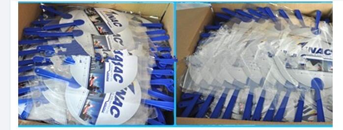 Customized Promotion Round Paper Plastic Han Fan