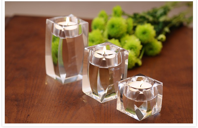 Romantic Crystal Glass Tealight Holder for Decoration