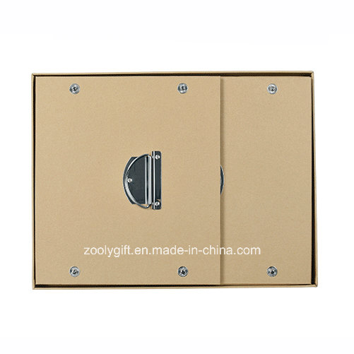 Multipurpose Strong Kraft Paper Cardboard Foldable Storage Box with Metal Button and Handle for Office / Home Packing