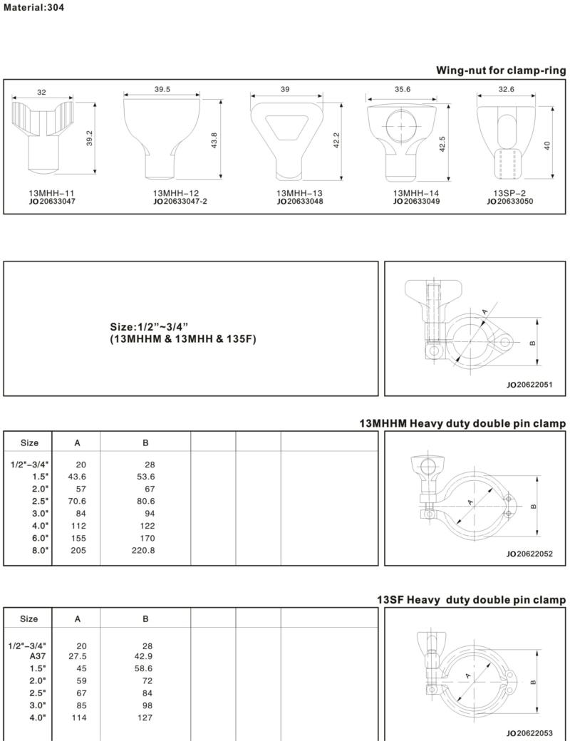 Sanitary Tri Clamp Set Fittings