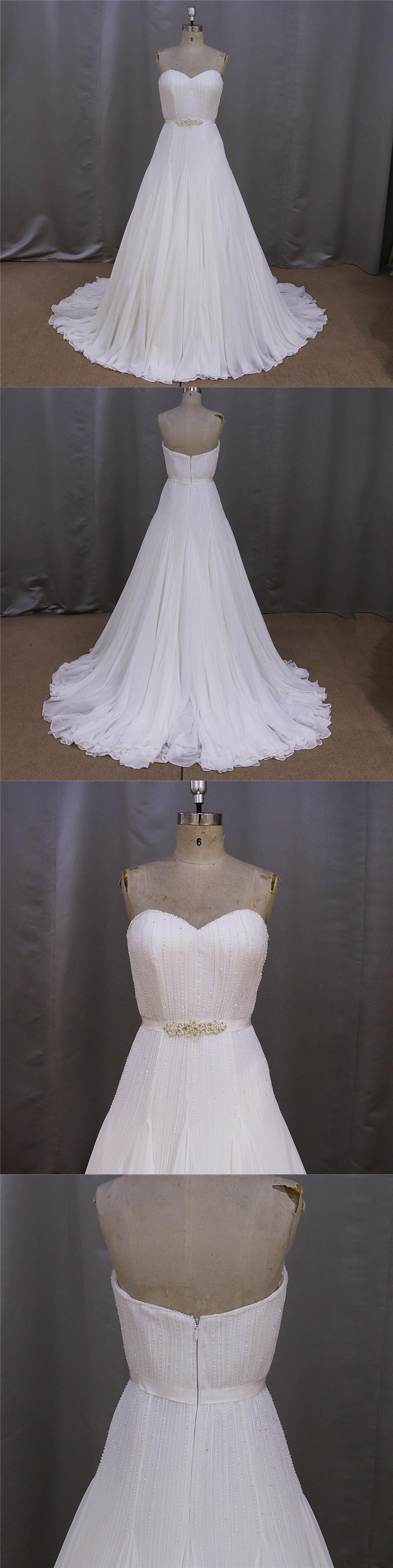 Crystal Beaded Chiffon Sexy Low Back Wedding Dress