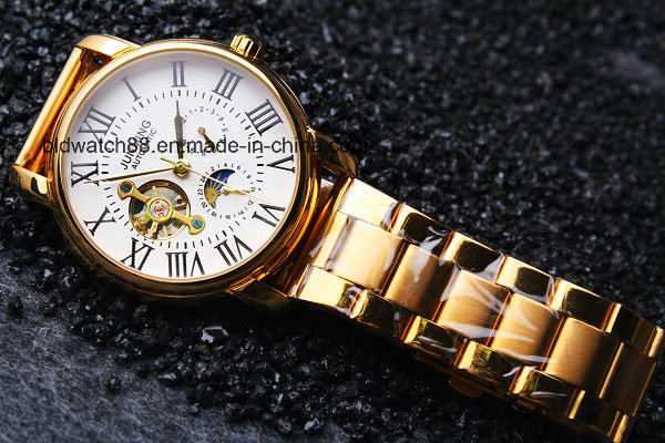 5ATM Waterproof Men's Stainless Steel Wristwatch Bracelet Watch (Gold)