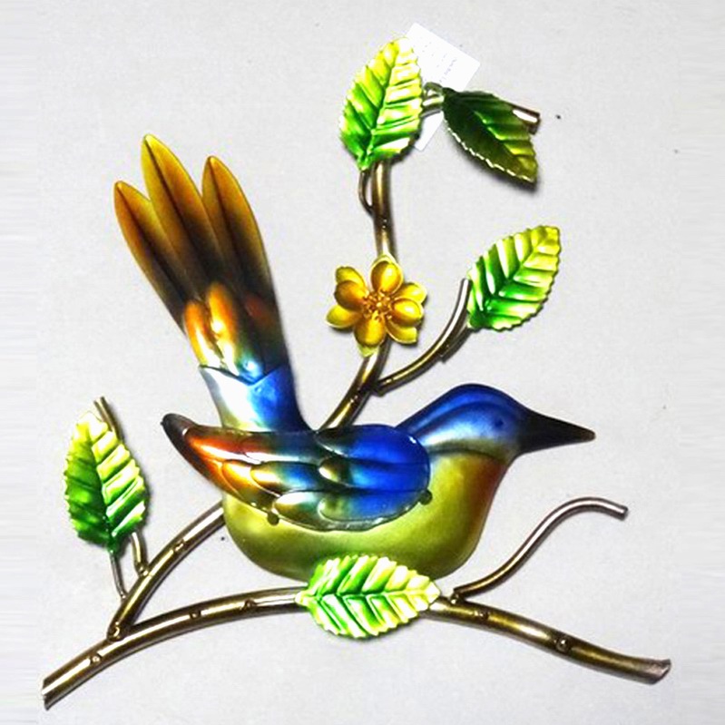 Colorful Metal Bird Wall Plaque Garden Decoration