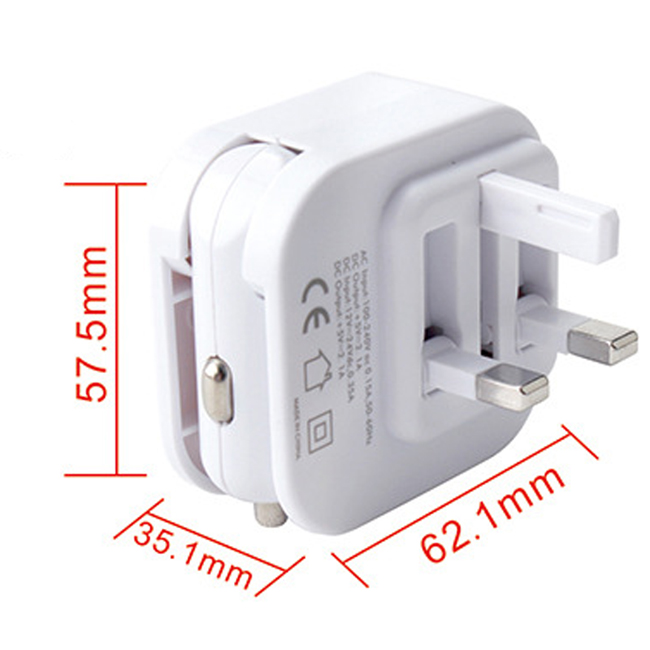 Portable UK Plug Wall Charger Adapter Smart Car Charger